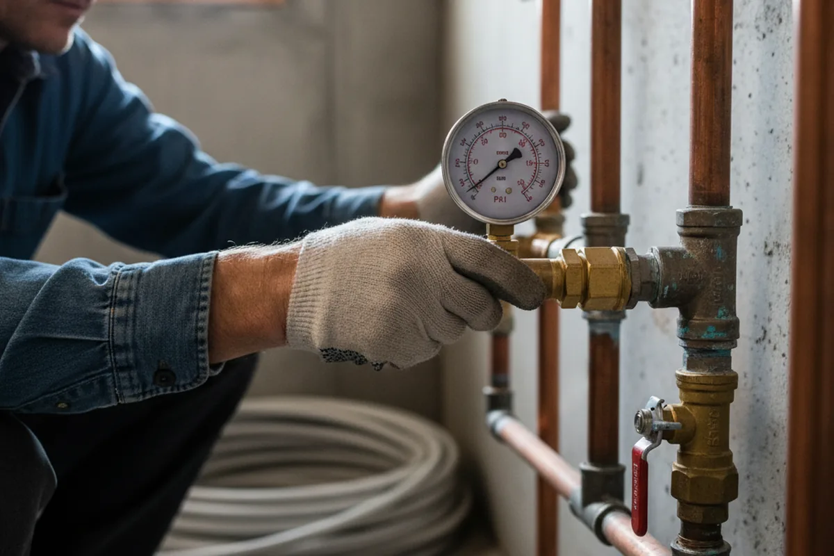 Pressure testing a repaired line during Water Line Repair in Bondville